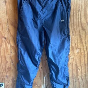 Vintage Reebok Track Pants Windbreaker Nylon Joggers Navy Blue Elastic Waist L